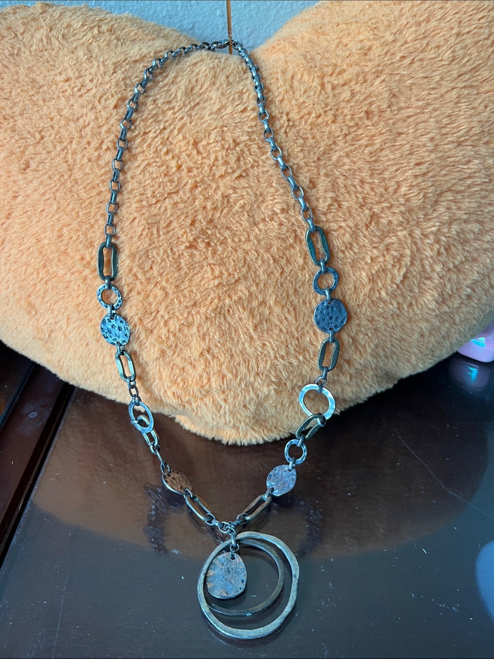 Ruby Rd. Textured Silver-Tone Layered Circle Pendant Necklace